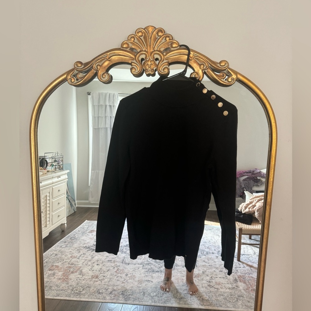 Calvin Klein black sweater with gold button detail- size Medium